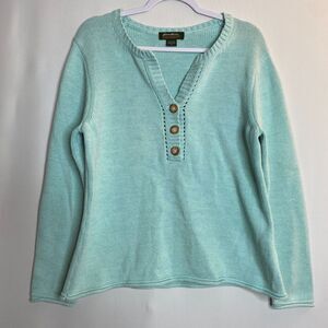 Eddie Bauer Baby Blue Sweater 100% Cotton Size XL